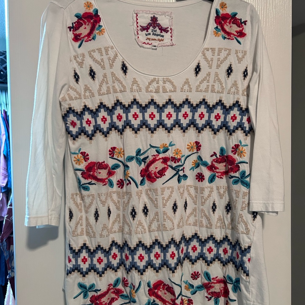 Johnny Was Multicolor Embroidered Tunic